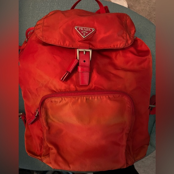 Prada Red Nylon Backpack - Picture 1 of 16